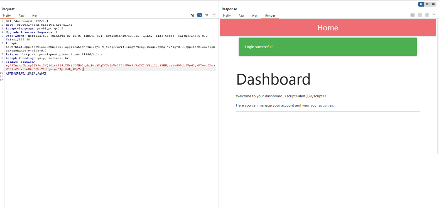 Payload de XSS não executado